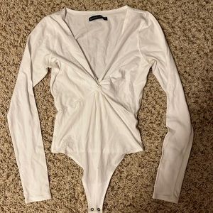 Abercrombie white twist thong bodysuit size xs
